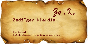 Zséger Klaudia névjegykártya
